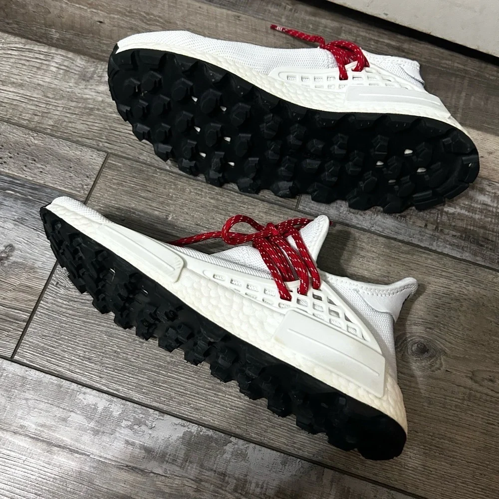 Adidas Pharrell Hu X HUMAN MADE® Red and White Sneakers